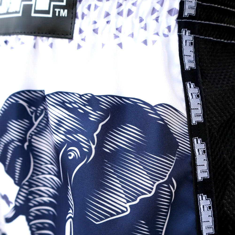 TUFF Retro Style Shorts - White War Elephant TUFF