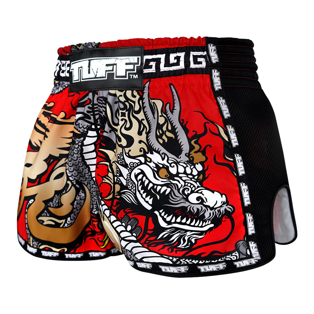 Tuff Retro Style Shorts - Red Chinese Dragon TUFF