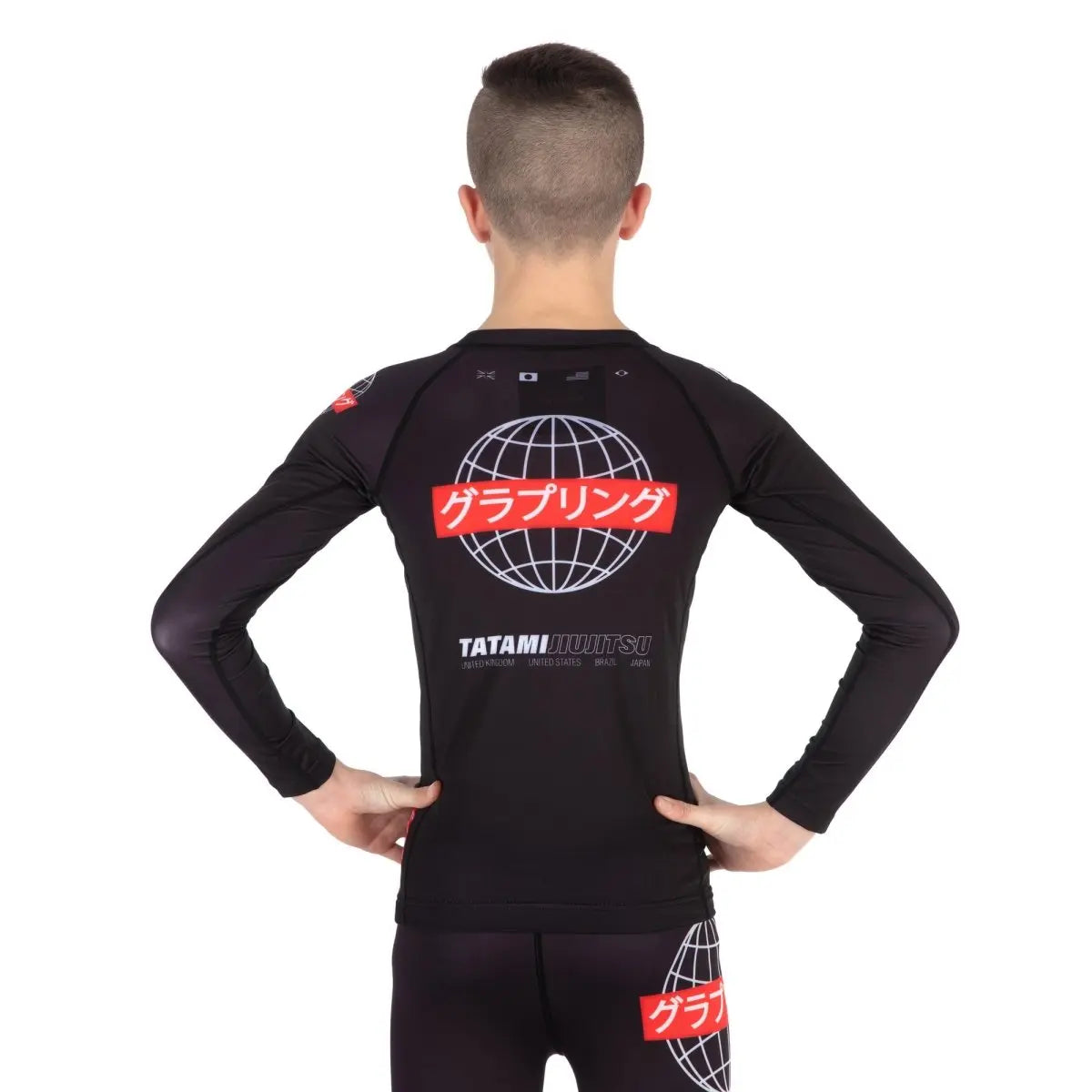 Tatami Kids Global Long Sleeve Rash Guard - Black Tatami