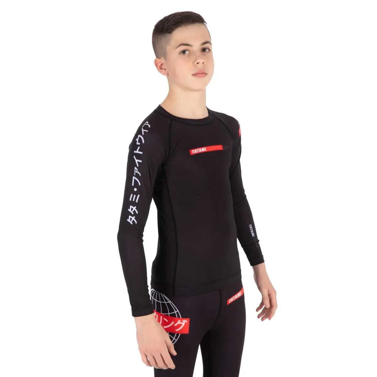 Tatami Kids Global Long Sleeve Rash Guard - Black Tatami