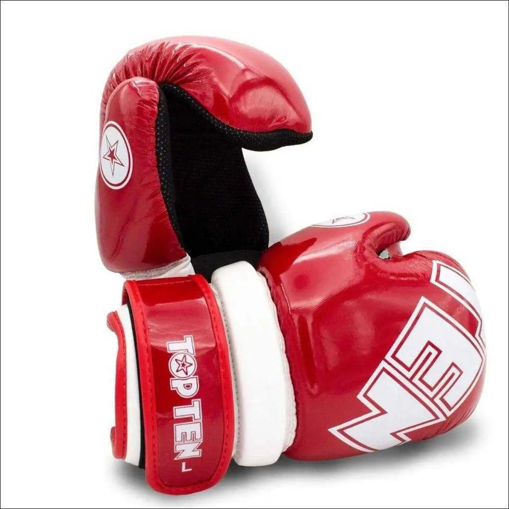 Top Ten Glossy Block Pointfighter Gloves Red/White Top Ten