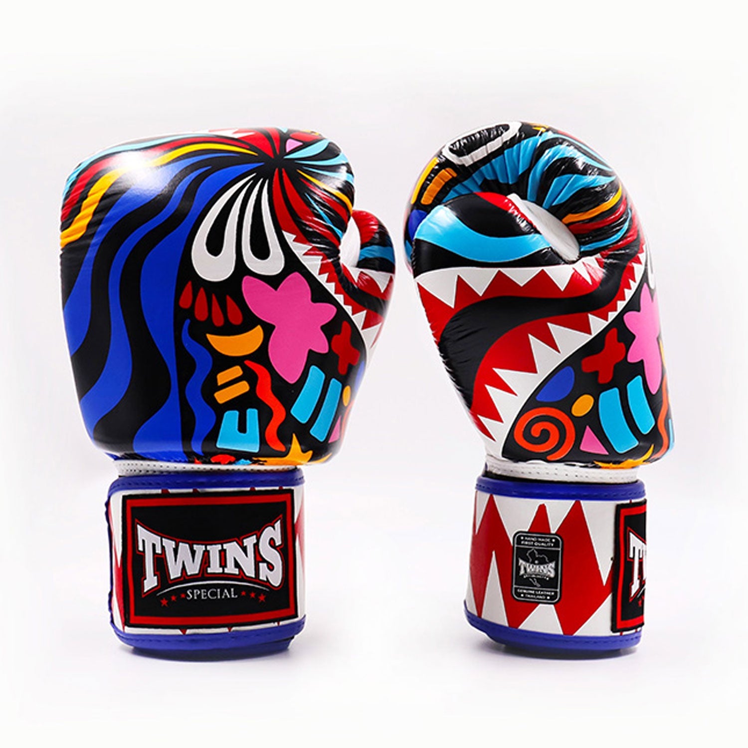 Twins Special Muay Thai  Abstract Boxing Gloves White-Blue FBGVL3-62 - Toprank Sport™