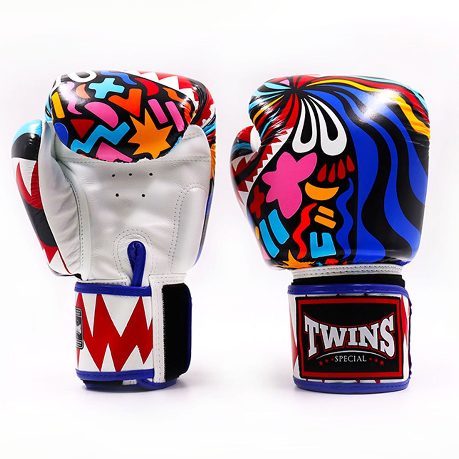 Twins Special Muay Thai  Abstract Boxing Gloves White-Blue FBGVL3-62 - Toprank Sport™
