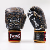 Twins Special Muay Thai  Yakthai Boxing Gloves Black-Gold FBGVL3-63 - Toprank Sport™