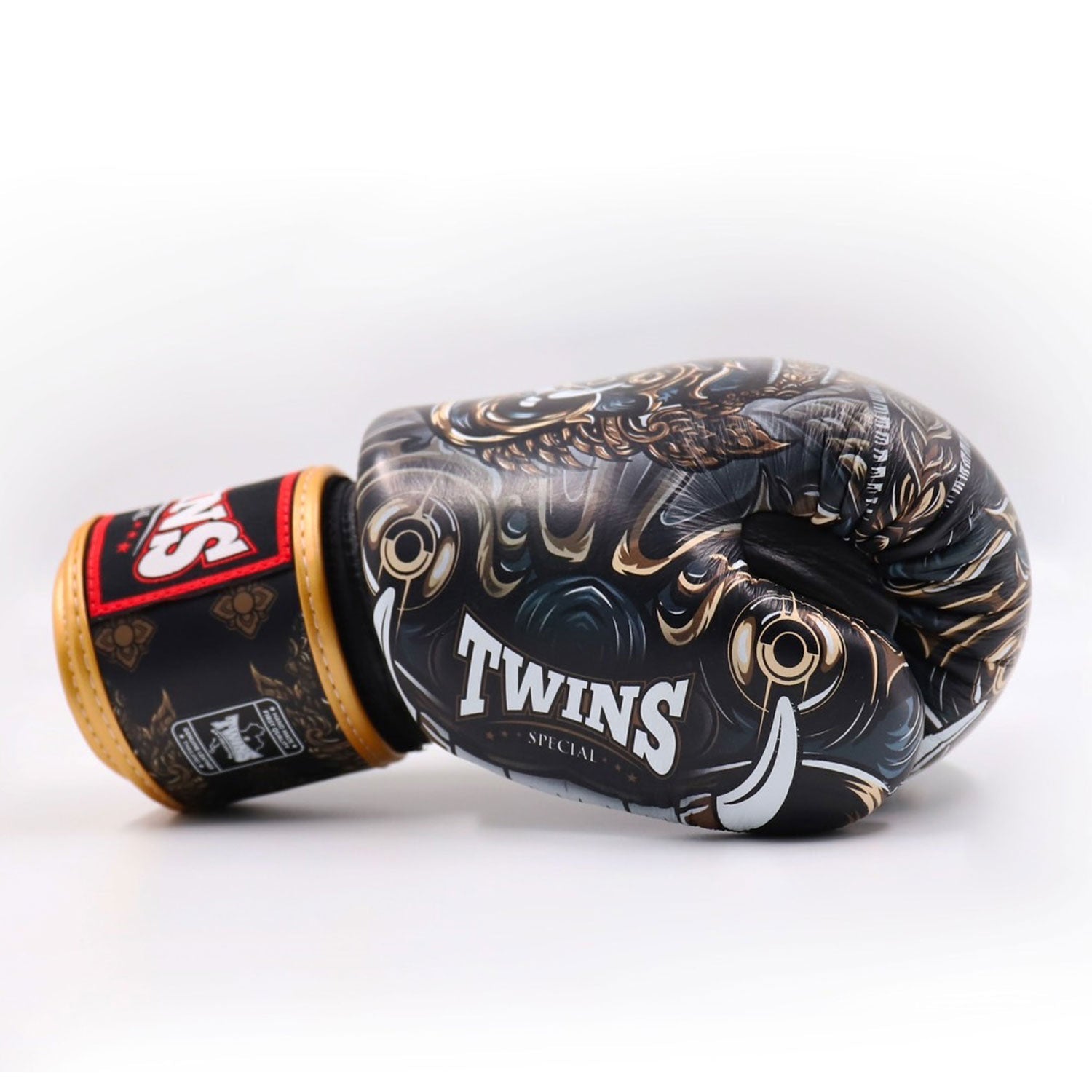 Twins Special Muay Thai  Yakthai Boxing Gloves Black-Gold FBGVL3-63 - Toprank Sport™